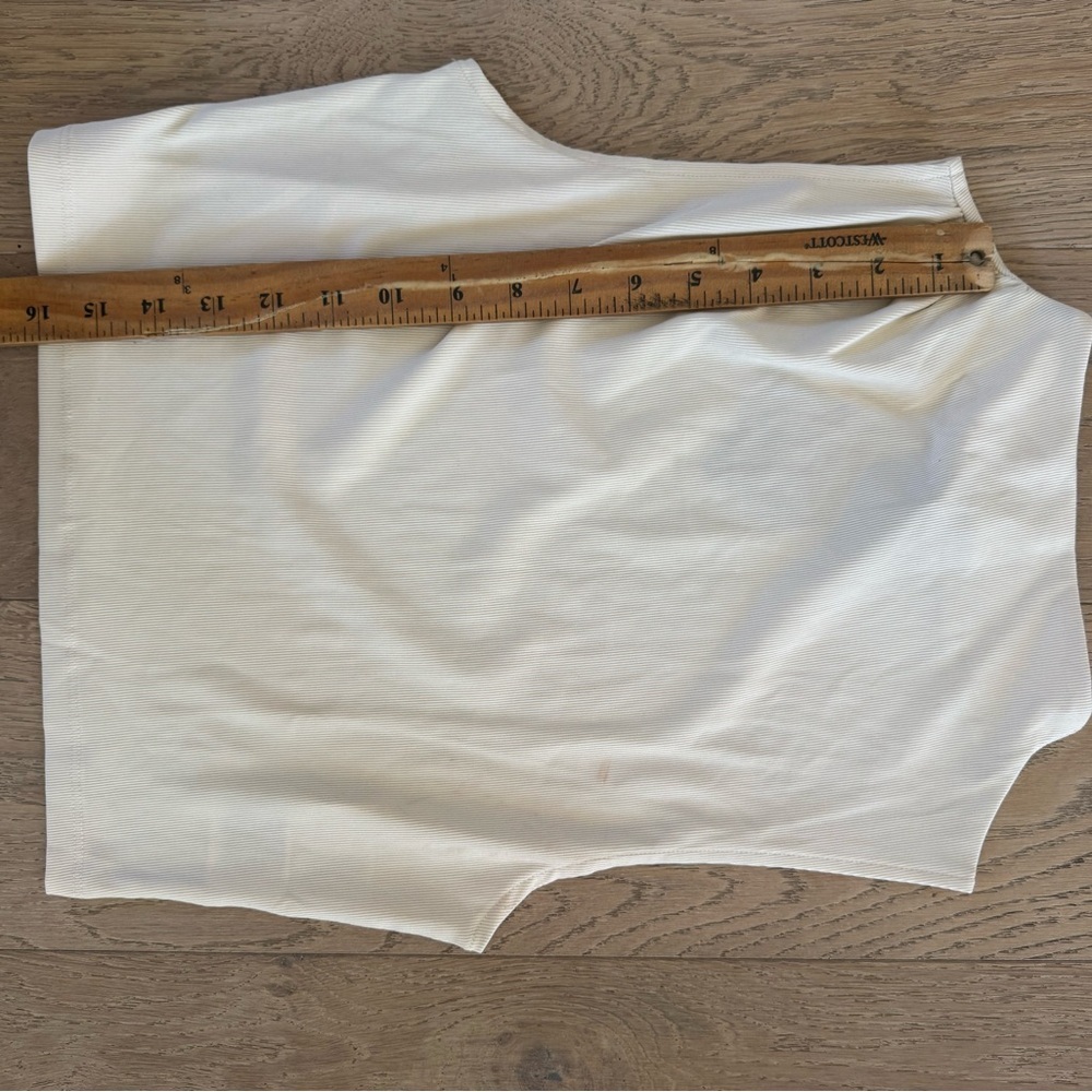 H&M Womens Cropped Mock Neck Ribbed Tank Cream XS - Picture 2 of 5